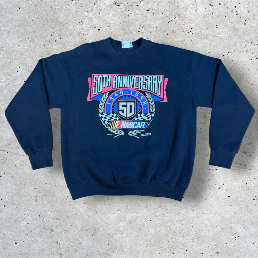 Vintage 1998 NASCAR 50th Anniversary Black Sweatshirt Chase Authentics Sz L USA